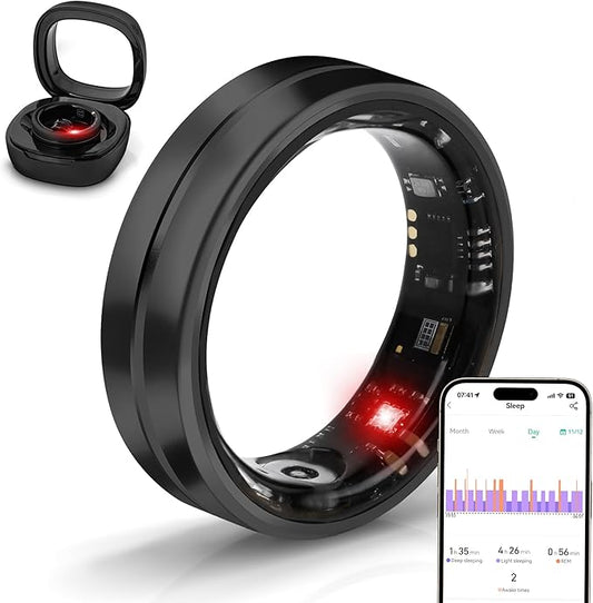 Smart Ring Fitness Tracker for Women Men - Waterproof Health Rings for Sleep Tracker, Heart and Blood Oxygen Monitor, Fitness Ring for Family Care,Step and Burned Calories Counter(13#)