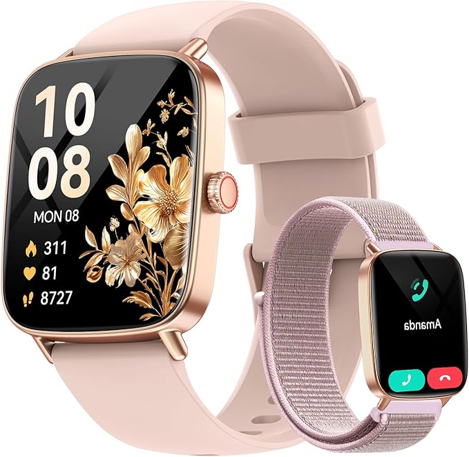 Smart Watch for Women, 1.85" HD Smartwatch Compatible iPhone/Samsung/Android (Answer/Make Calls), 100+ Sport Modes Fitness Tracker with Heart Rate/Sleep/SpO2 Monitor, IP68 Waterproof Reloj Inteligente