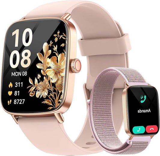 Smart Watch for Women, 1.85" HD Smartwatch Compatible iPhone/Samsung/Android (Answer/Make Calls), 100+ Sport Modes Fitness Tracker with Heart Rate/Sleep/SpO2 Monitor, IP68 Waterproof Reloj Inteligente
