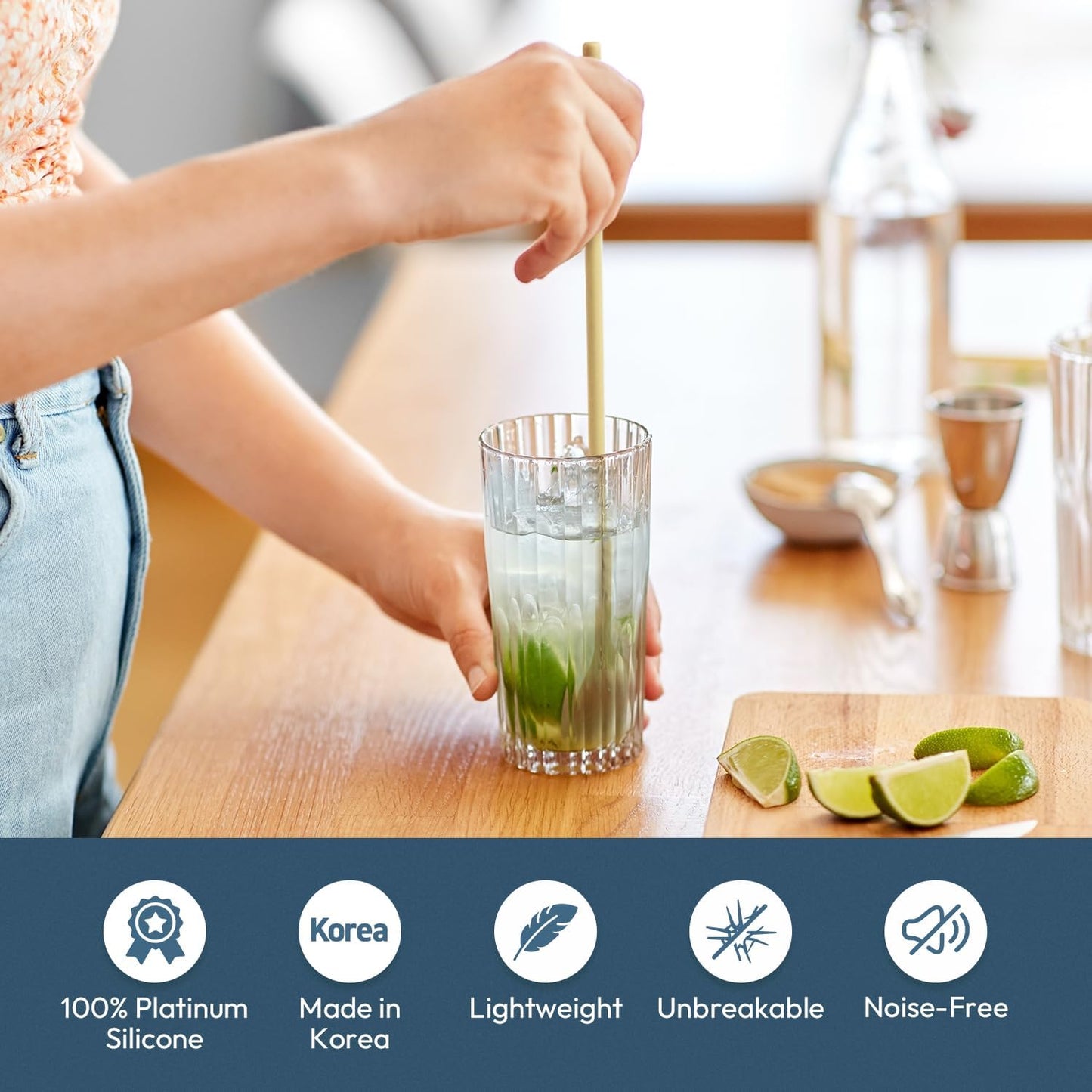 carrotez 9.9" Silicone coffee stirrer, Long Reusable Coffee Spoon for Iced Tea, Multipurpose Beverage Stirring Spoon - Yellow