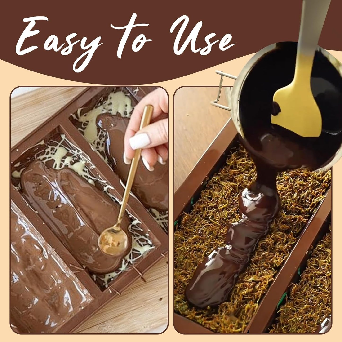 HKNMTT Chocolate Bar Mold Silicone, Large Stuffed Dubai Pistachio Deep Bar Moulds Kit 0.85 Inch Thick Big, Ideal for Homemade Making Candy Bar Bpa Free DIY Diamond Grid 2PCS