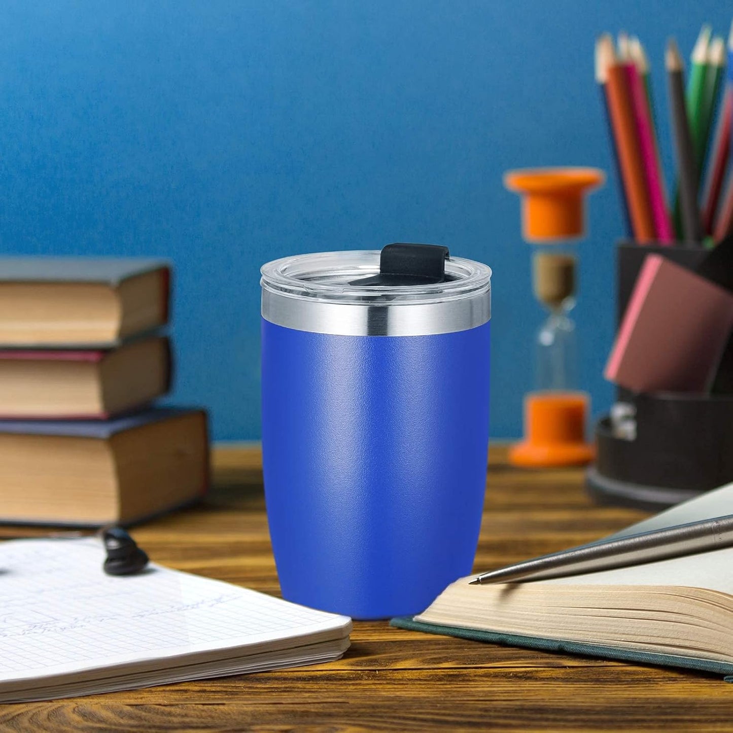 VEGOND Stainless Steel 12 oz Tumblers bulk Vacuum Insulated Double Wall Travel Tumbler with Lid and Straw Reusable Tumbler, Royal Blue 6 pack