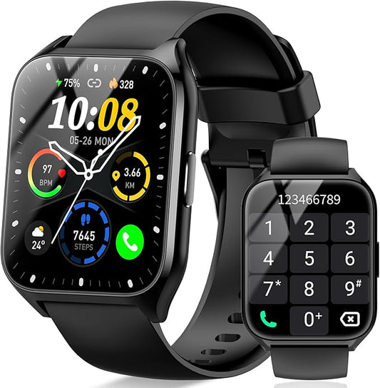 Smart Watch (Answer/Make Call), 1.85" Smartwatch for Men Women, 2025 Fitness Watch, 110+ Sport Modes/Heart Rate/Sleep Monitor/Pedometer, IP68 Waterproof Fitness Activity Tracker for Android iOS, Black