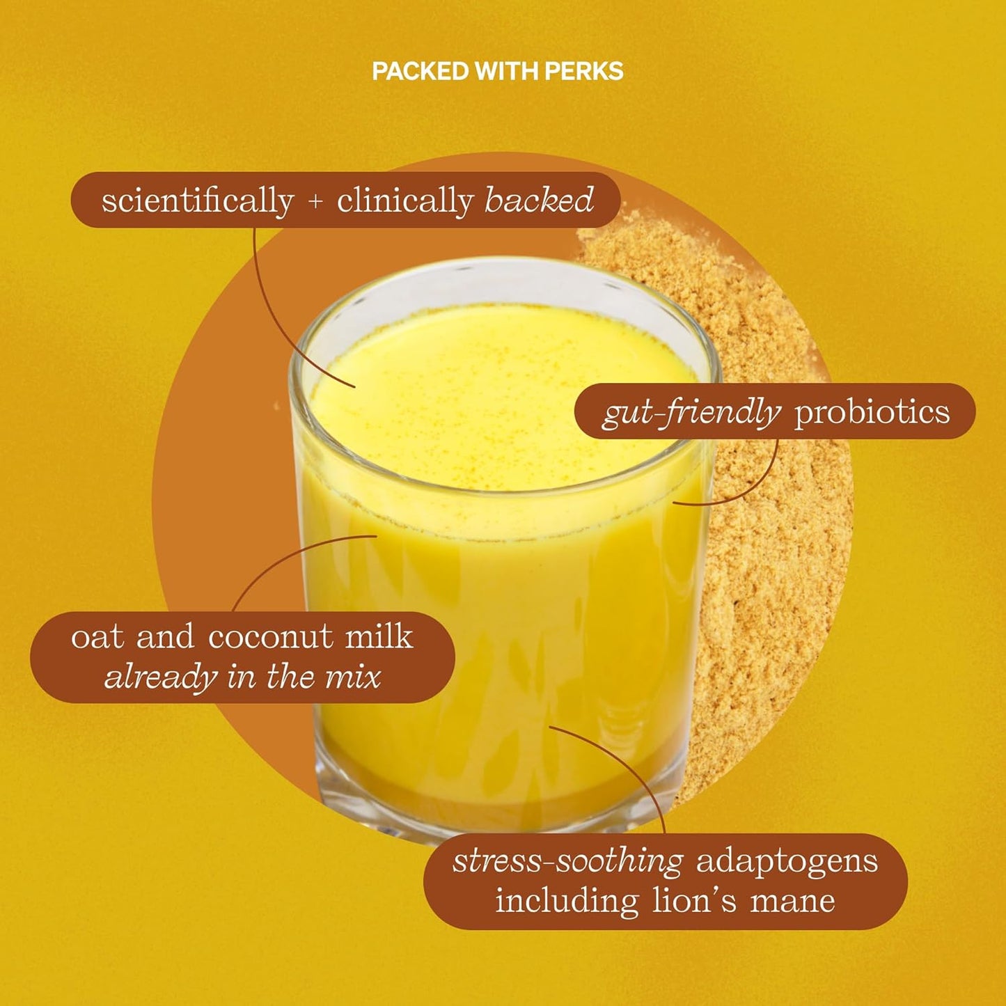 Clevr Blends Turmeric Powder, Golden Milk Instant Latte Mix, Superfood Powder with Oat Milk, Lions Mane, Reishi Mushroom, Organic Spices, Coconut Cream, Ashwagandha, Serve Hot or Iced, (14 Lattes)