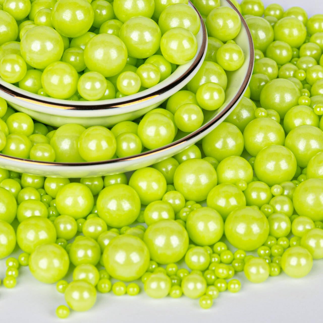 Twisweet Green Pearl Sprinkles for Cake Decorating, Edible Sugar Pearls for Baking, Mix Size, Cake Topper Cupcake Cookie Ice Cream Dessert Decorations, Easter Birthday Summer Party Supplies (130g/4.58oz)