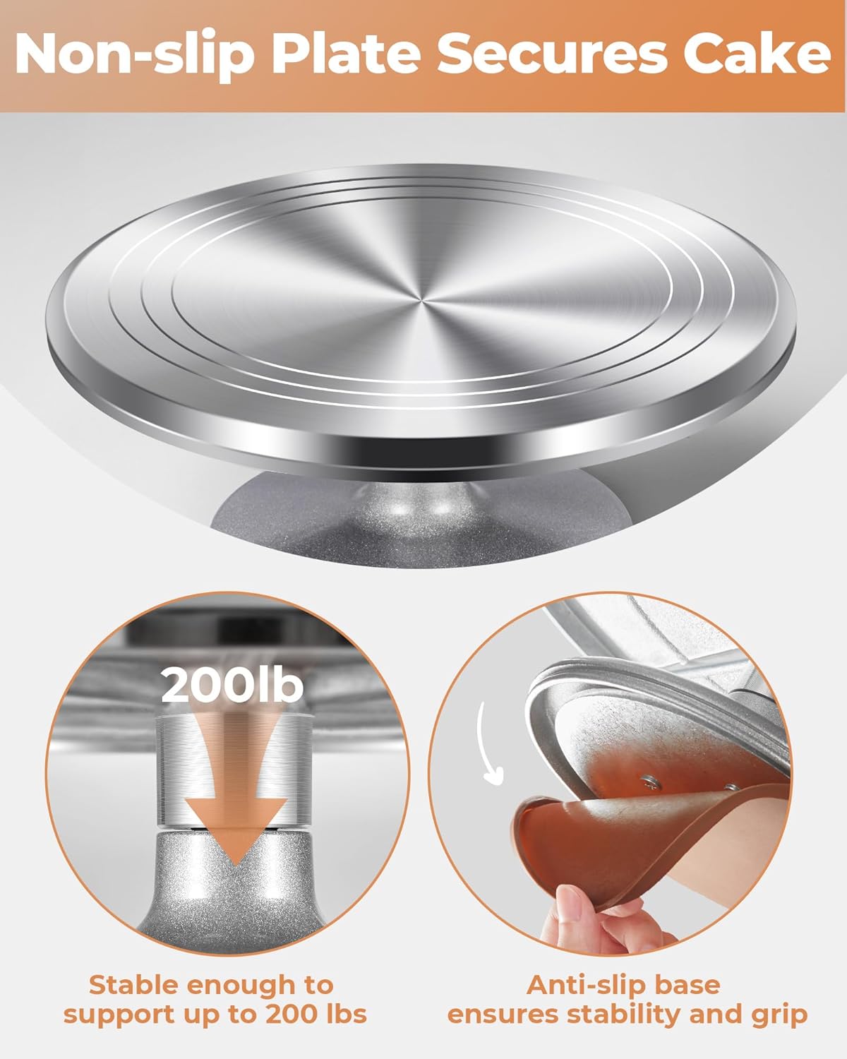 Kootek Aluminium Alloy Revolving Cake Stand 12 Inch Rotating Cake Turntable for Cake, Cupcake Decorating Supplies