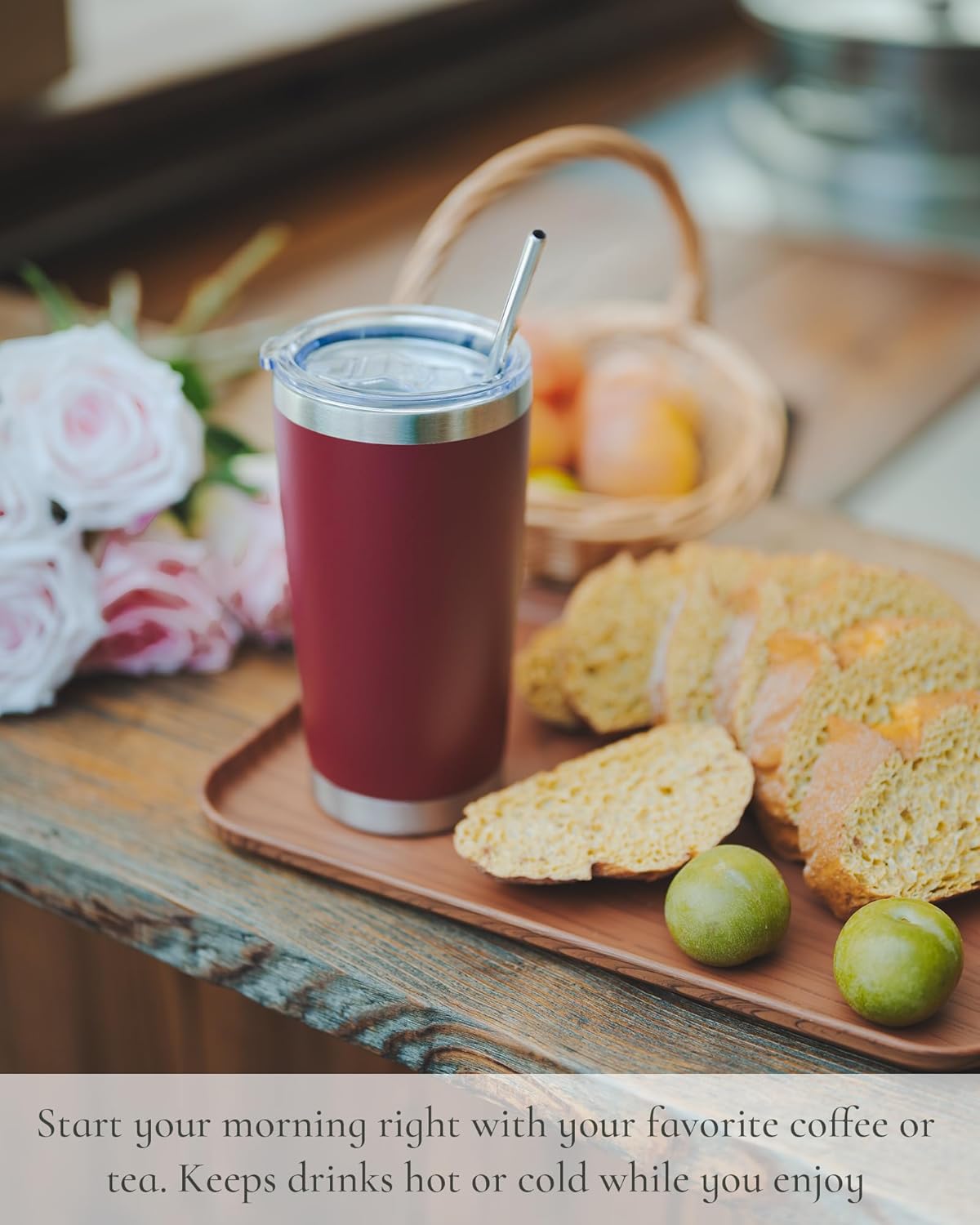 Travel Coffee Tumbler 20oz, 12 Pack Leakproof Travel Coffee Mug with Lid and Straw, Stainless Steel Double Wall Vacuum Insulated Tumbler for Hot/Iced Drinks (Textured Matte, Black)