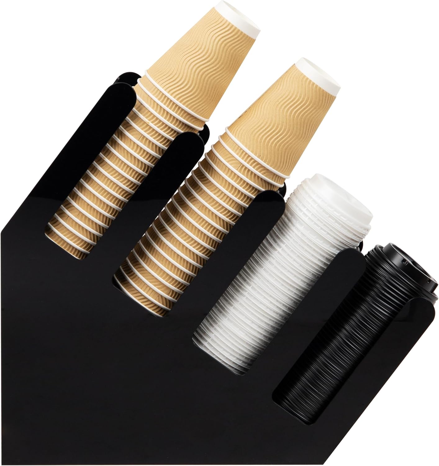 Mind Reader Cup and Lid Dispenser, Countertop Org, Coffee Bar, Beverage Cup, Kitchen, Breakroom, 4"L x 18"W x 16"H, Black