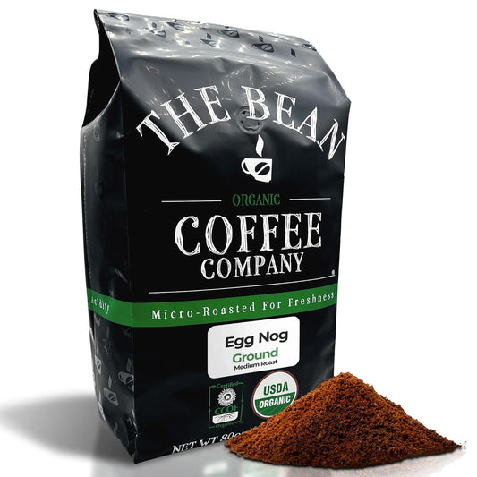 The Bean Organic Coffee Company Egg Nog, Medium Roast, Ground Coffee, 5-Pound Bag, Café molido tostado orgánico