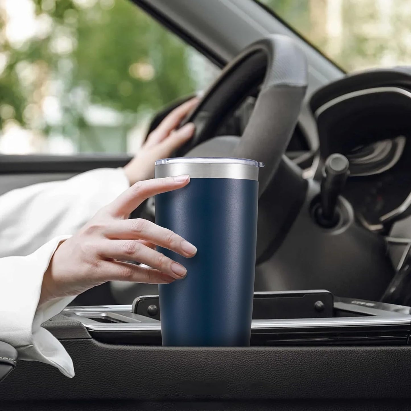 20 oz Tumbler with Lid Stainless Steel Double Wall Vacuum Insulated Tumblers Powder Coated Cups Travel Mug Keep Drinks Cold and Hot, Navy