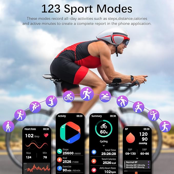 Smart Watches for Men (Answer/Make Call), Fitness Tracker with 123 Sport Modes, Heart Rate Monitor, Spo2, Step Counter, Sleep Tracker, IP68 Waterproof Sports Watch, Fitness Watch for iPhone ＆ Android