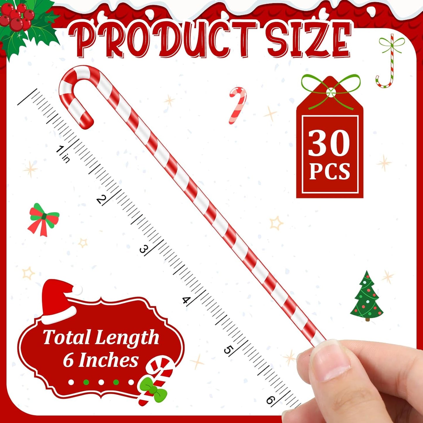 30 Pcs Christmas Drink Stirrers Xmas Stir Stick Holiday Coffee Swizzle Stick Reusable Plastic Hot Cocoa Bar Chocolate Decoration Cocktail Mixer(Candy Cane,Red and White)