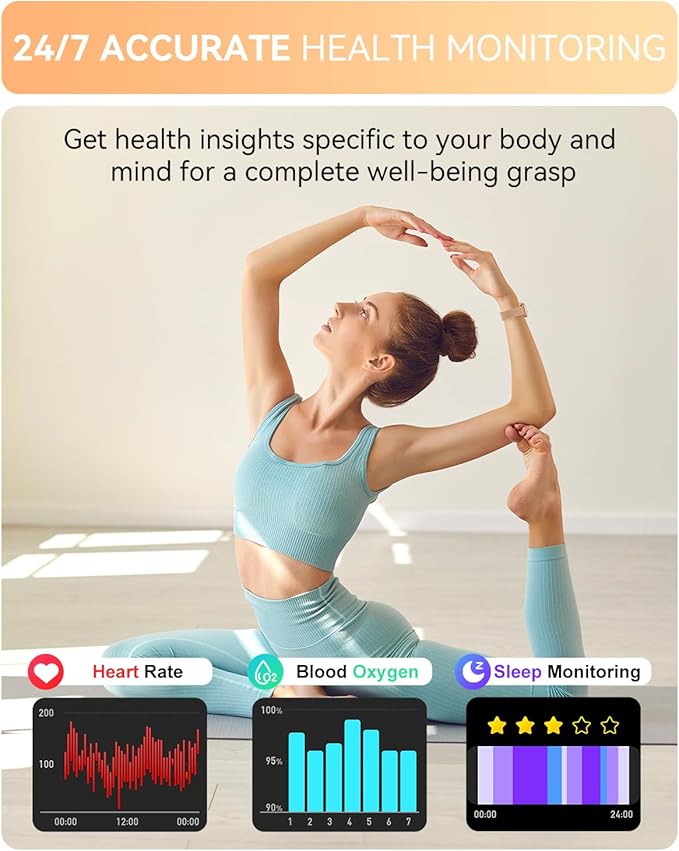 Smart Watch for Women Men, Fitness Tracker Watch for Android Phones iPhone Compatible, 1.85" Smart Watches for Women Men with Blood Oxygen, Heart Rate Monitor, 110+ Sport Modes Smartwatch (2 Strap)