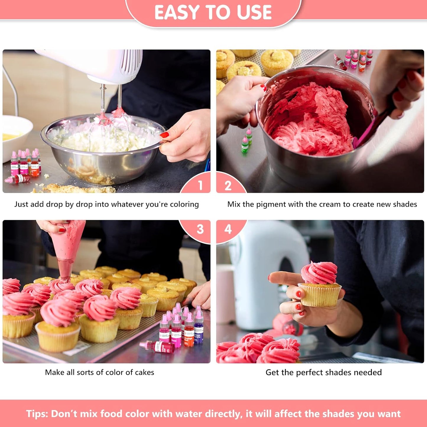 Food Coloring Liquid Set - Jelife 20 Colors Liquid Easter Eggs Dye Kit Edible Cake Decorating Color Flavorless Vibrant Food Dye for Baking Macaron Frosting Fondant Cookie(6ml/Bottles)