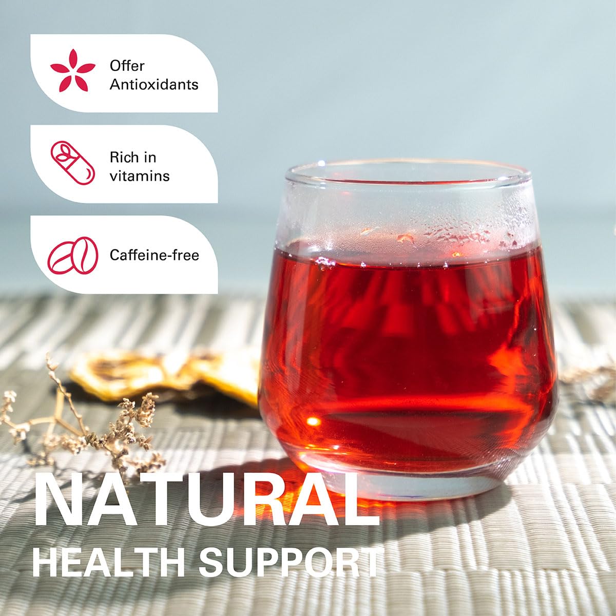 WT WEETEE Hibiscus Tea Bags, Made with 100% Pure Hibiscus Flowers, Natural Caffeine-free Herbal Tea, Tangy & Refreshing, Brew Hot or Iced