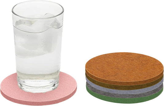 Graf Lantz - Bierfilzl Merino Wool Round Coasters Set of 6 - Chic (4" Circles) - Absorbs 30% of Weight - German Wool - Heat Resistant, Sustainable, & Reusable - Home Decor & Coffee Table Decor