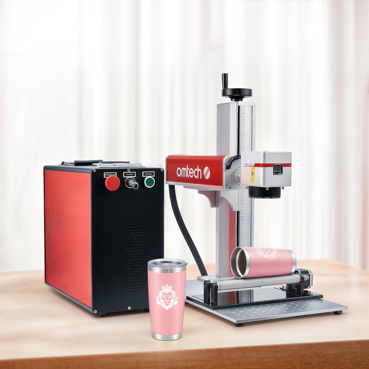 OMTech 20oz Tumblers Bulk, 6pc Stainless Steel Tumbler Set with Lid & Straw, Double Wall Vacuum Insulated Mug for Laser Engraver, Travel Coffee Mug for Hot & Cold Drinks, Pink Powder Coated Cup