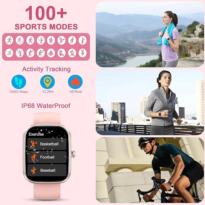 Smart Watch(Answer/Make Calls), 1.91" Smartwatches for Women Men, Fitness Tracker with 110+ Sport Modes, IP68 Waterproof, Heart Rate/Sleep/Spo2 Monitor, Pedometer, Activity Tracker for Android iOS