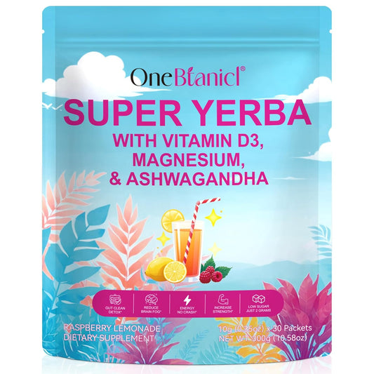 Yerba Mate Instant Tea Powder -Super Yerba Mate 30 Servings with Vitamin D3, Magnesium & Ashwagandha | Energy, Focus & Digestive Health | Low Sugar