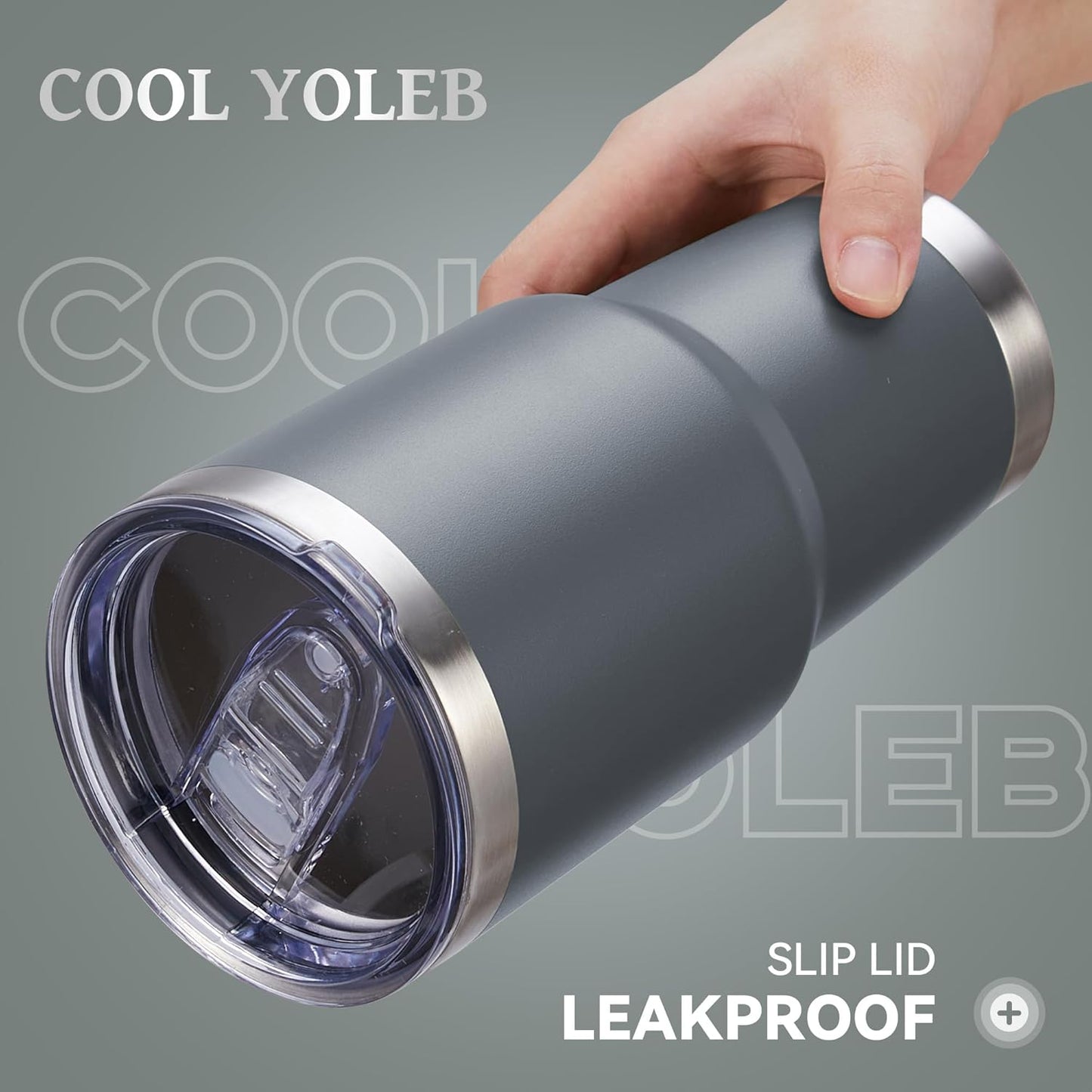 30 oz Tumbler with Lid Stainless Steel Tumblers Bulk Vacuum Insulated Cup Reusable Powder Coated Travel Mug Double Wall Leak Proof Cups Keep Cold Drinks for 12 Hours Gray, Set of 8