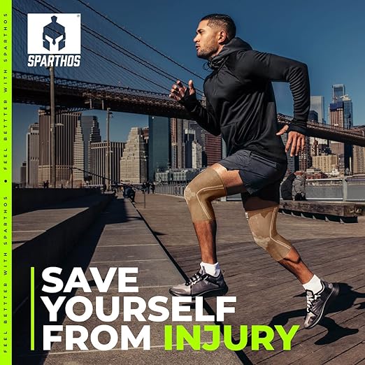 Sparthos Knee Compression Sleeves by (Pair) – Support for Sports, Running, Joint, Knee Pain Relief – Knee Brace for Men and Women – Elder ACL PCL Bursitis Meniscus Tear Patella Runner Knee (Beige-XL)