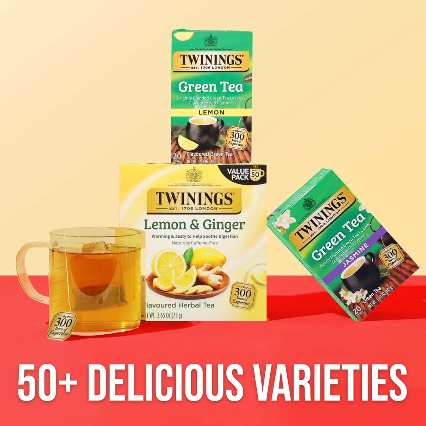 Twinings Green Tea with Lemon Individually Wrapped Bags, 20 Count (Pack of 6), Zesty Citrus Aroma & Flavour, Caffeinated, Enjoy Hot or Iced, 120 Teabags