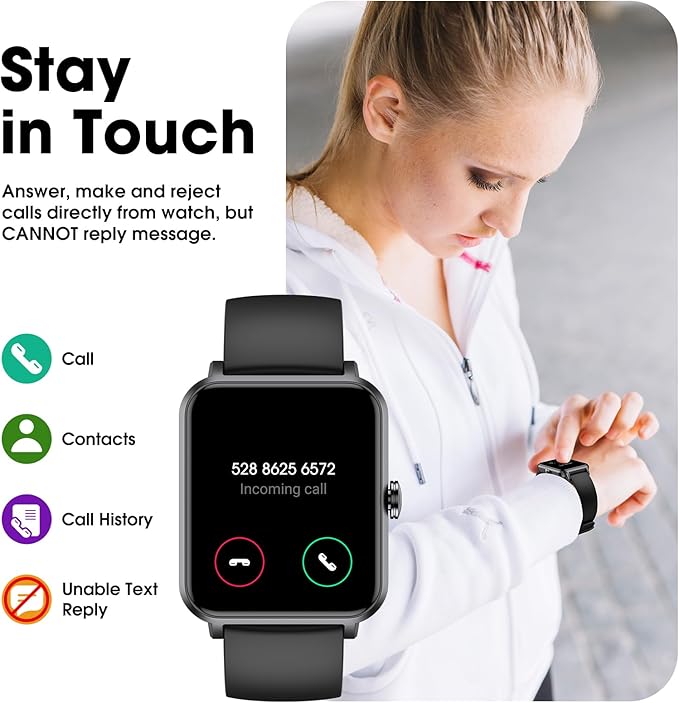 Smart Watch (Answer/Make Call) for Women Men, Fitness Tracker with Heart Rate, Blood Oxygen, Sleep Tracker, IP68 Waterproof Fitness Watch Step Calorie Counter Pedometer Compatible iPhone & Android