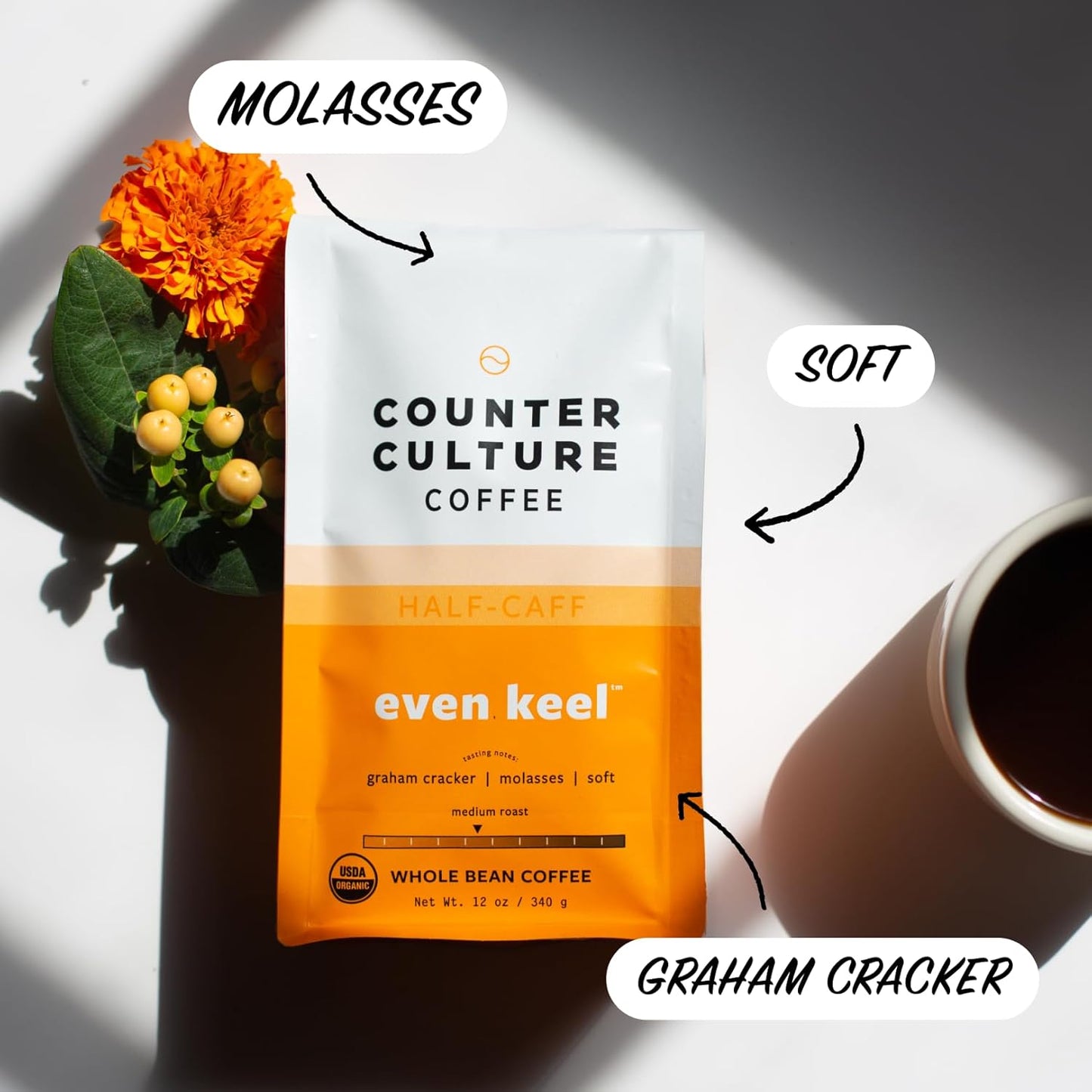 Counter Culture Coffee - Fresh Roasted Certified Organic Whole Bean Coffee (Kosher) (Even Keel)