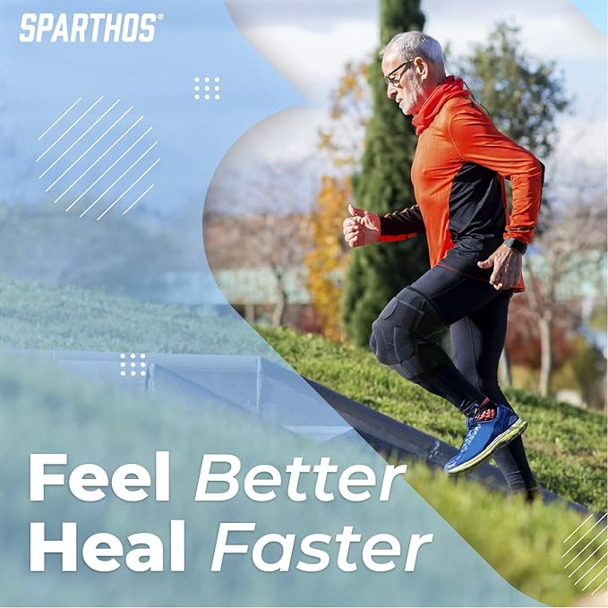 Sparthos Knee Brace - Relieves ACL, MCL, Meniscus Tear, Arthritis, Tendonitis Pain - Open Patellar Design with Dual Hinged - Support Compression for Running, Working Out, For Men and Women (Medium)
