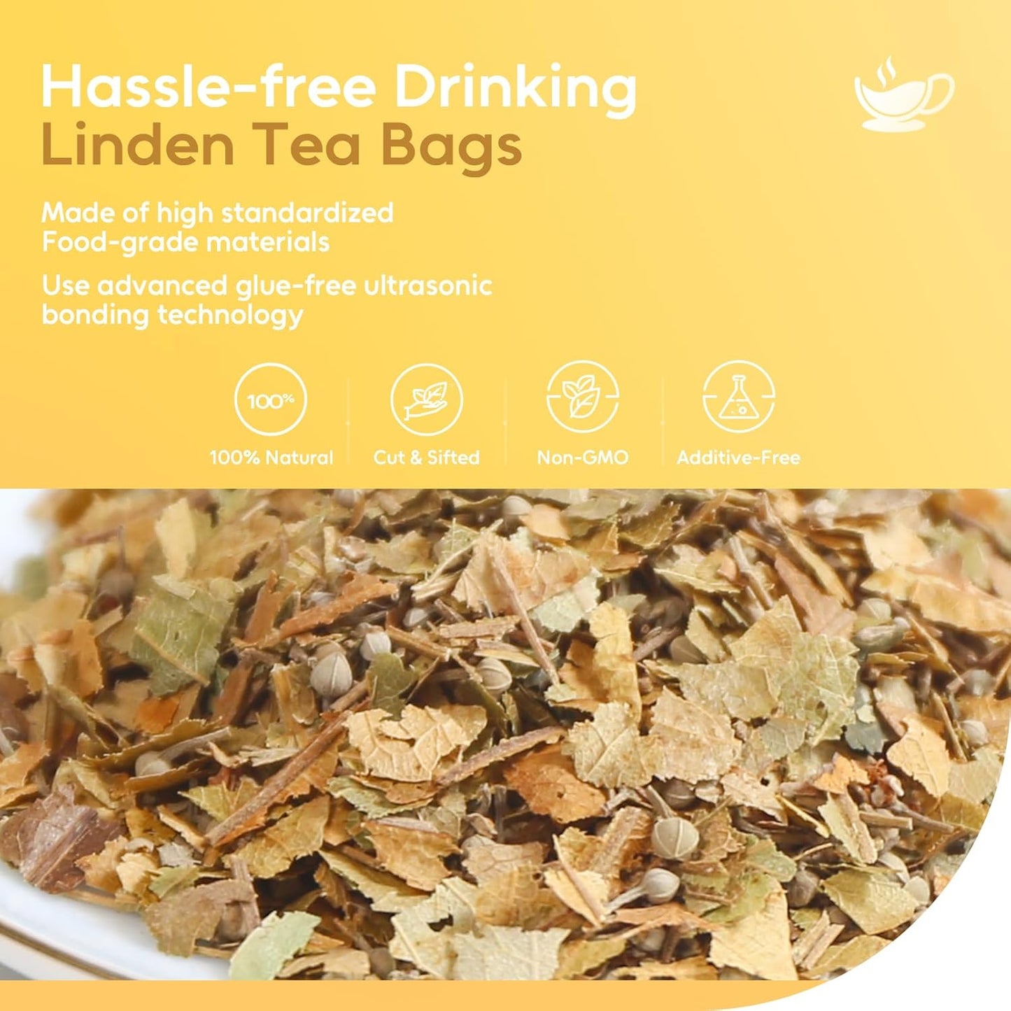 FullChea - Linden Tea, 36 Teabags, Linden Leaf and Flower - Natural Tilo Tea - Non-GMO - Caffeine-free - Support Respiratory & Boost Immune System