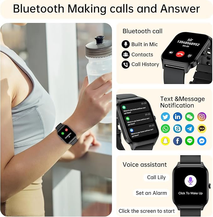 Smart Watch for Women Fitness Tracker: Waterproof Make/Answer Call Smart Watches for Women Running Digital Mens Watches Step Smartwatch Android Phones iPhone Samsung Compatible Heart Rate Monitor