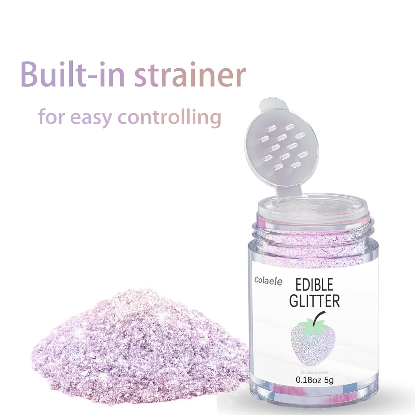 Iridescent Edible Glitter for Drinks - 5 Grams Prism Powder Cocktail Drink Glitter Food Grade Luster Shimmering Dust Vegan Metallic Food Coloring Sprinkle for Cake Decorating, Chocolates, Fondant Pops