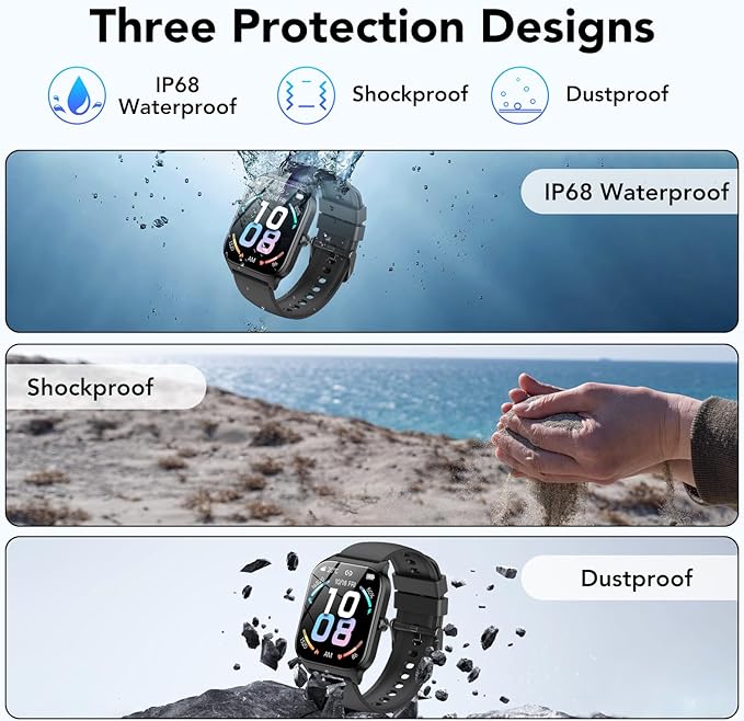 Smart Watch, 1.85" Smartwatch for Men Women(Answer/Make Call), 2025 Fitness Watch with 115+ Sports Modes/Heart Rate/SpO2/Pedometer/Sleep Monitor, IP68 Waterproof Activity Tracker for Android iOS