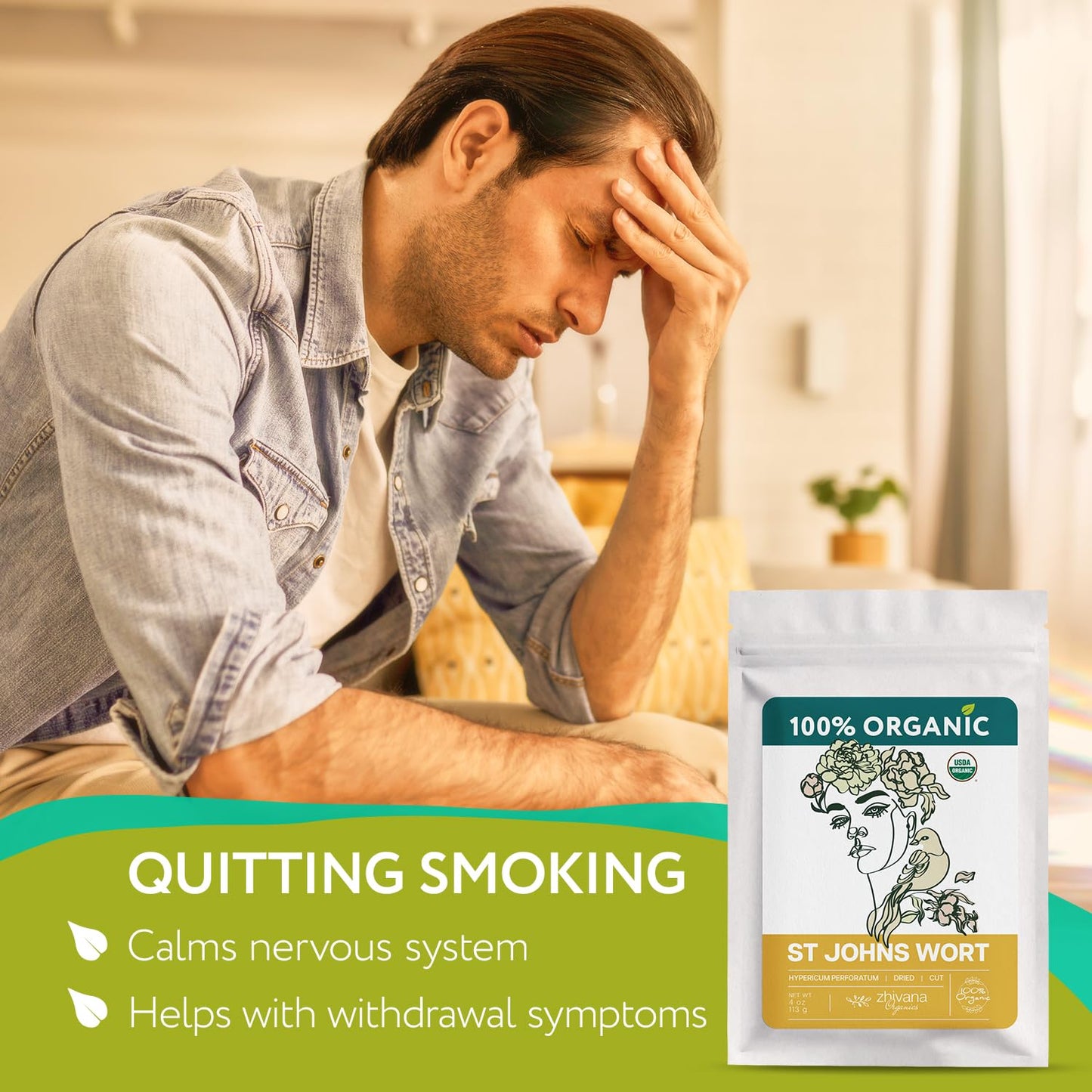 Organic St Johns Wort Tea (4 oz.) – 100% Pure Dried Saint John’s Wort Herb – Te de Hierba de San Juan Organica