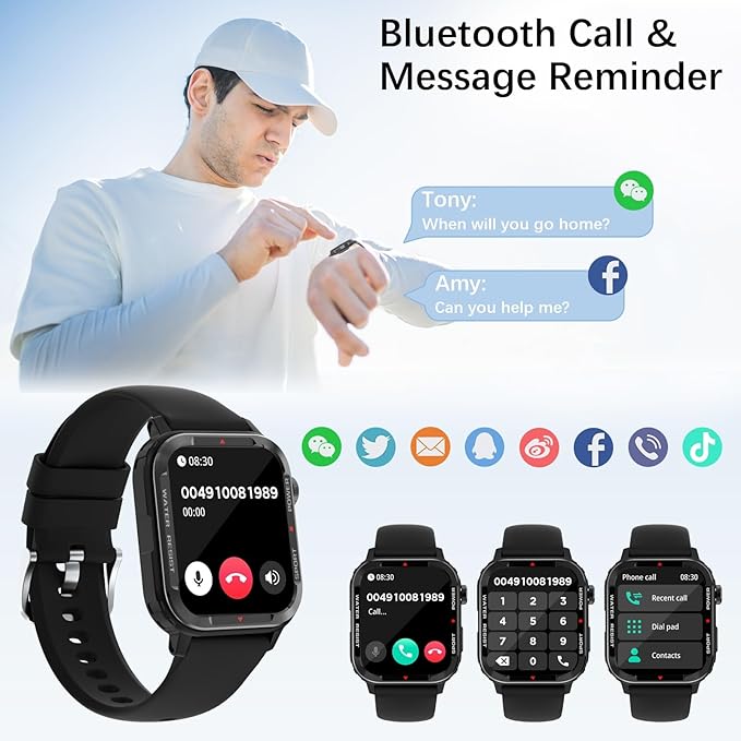 Smart Watches for Men (Answer/Make Call), Fitness Tracker with 123 Sport Modes, Heart Rate Monitor, Spo2, Step Counter, Sleep Tracker, IP68 Waterproof Sports Watch, Fitness Watch for iPhone ＆ Android