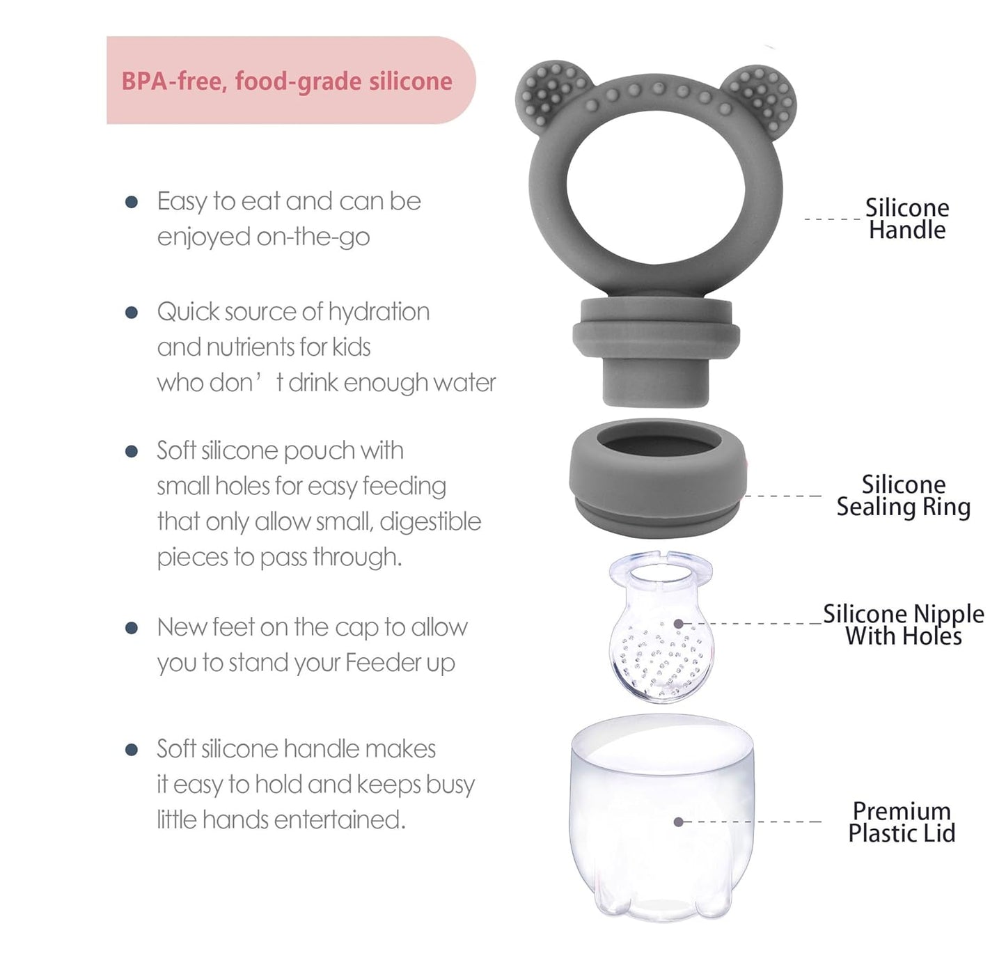Silicone Baby Food Freezer Tray with Teething Popsicle Molds - Baby Fruit Feeder and Breastmilk Teether Combo