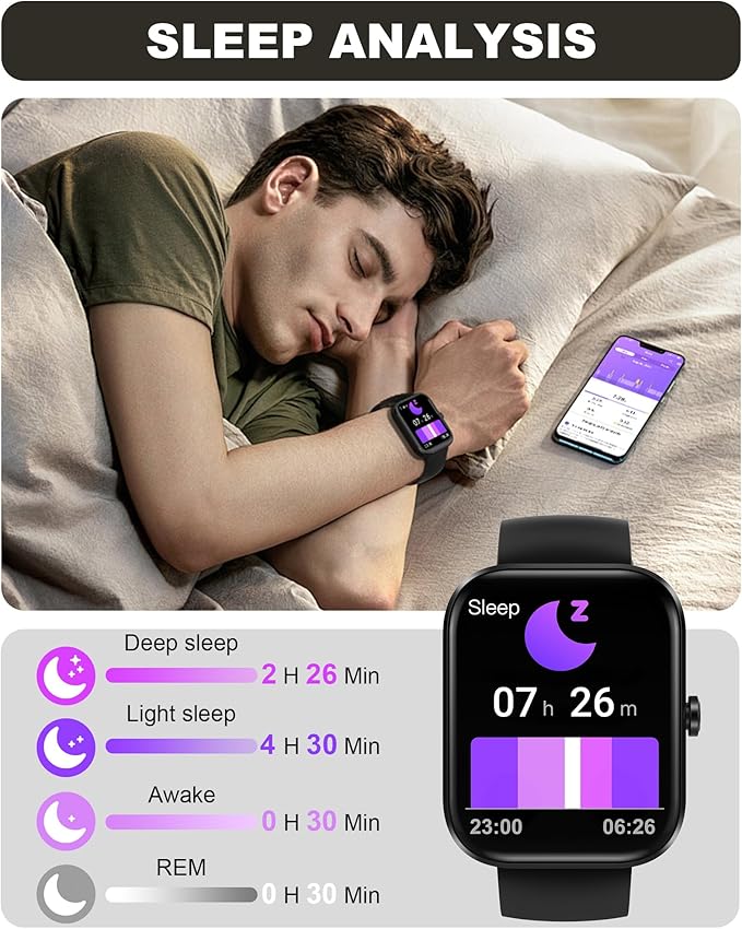 Smart Watch for Men Women(Answer/Make Call)-1.91" HD Fitness Smartwatch with Sleep/Heart Rate/spO2 Monitor, 113+ Sport Modes, IP68 Waterproof Smart Watch for Android iOS,Black