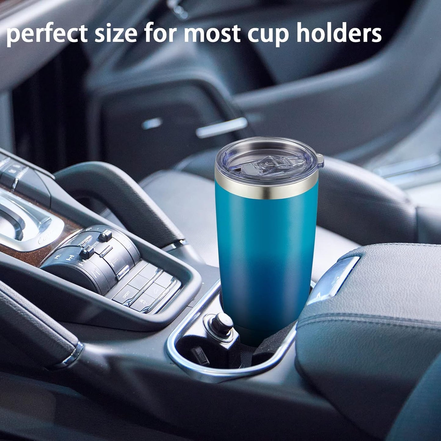 COMOOO 20oz Tumbler with Straw Stainless Steel Insulated Coffee Tumbler Cups Double Wall Vacuum Travel Coffee Mug with Splash Proof Sliding Lid for Hot Cold Drinks (Dark Night, 12 Pack)