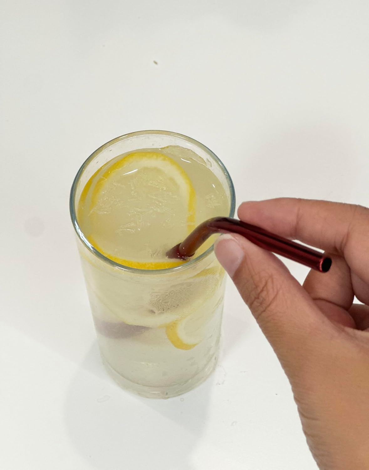 10 Pcs Stainless Steel Straws, Reusable Drinking Straws, Bent Metal Straw Sets with 2 Pcs Cleaning Brushes (Red, 10.5 Inch)