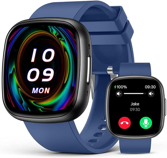 Smart Watches for Men Women,1.72" HD Touch Screen Fitness Tracker with Answer/Make Calls,IP68 Waterproof Heart Rate/Sleep/SpO2 Monitor, Pedometer, 100+ Sport Modes，Smartwatch for Android iPhone,Blue