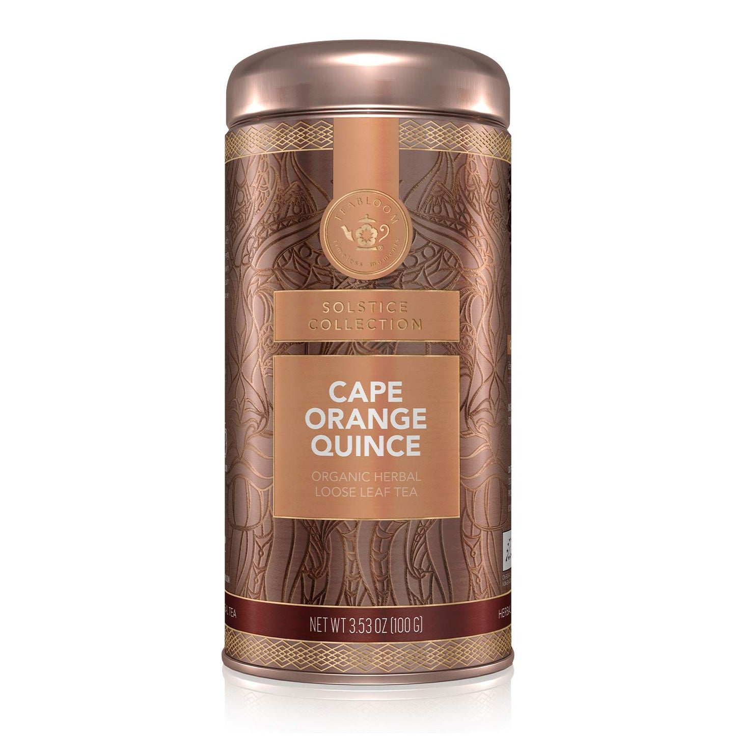 Teabloom Organic Herbal Tea, Cape Orange Quince Loose Leaf Tea, Zesty Citrus and Comforting Quince for a Tropical Rooibos - 3.53 oz/100 g Canister Makes 35-50 Cups