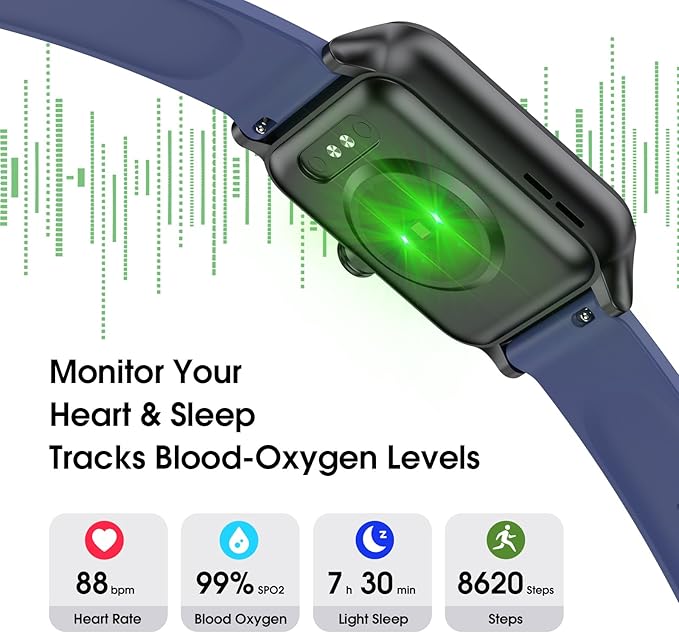 Smart Watch (Answer/Make Call) for Women Men, Fitness Tracker with Heart Rate, Blood Oxygen, Sleep Tracker, IP68 Waterproof Fitness Watch Step Calorie Counter Pedometer Compatible iPhone & Android
