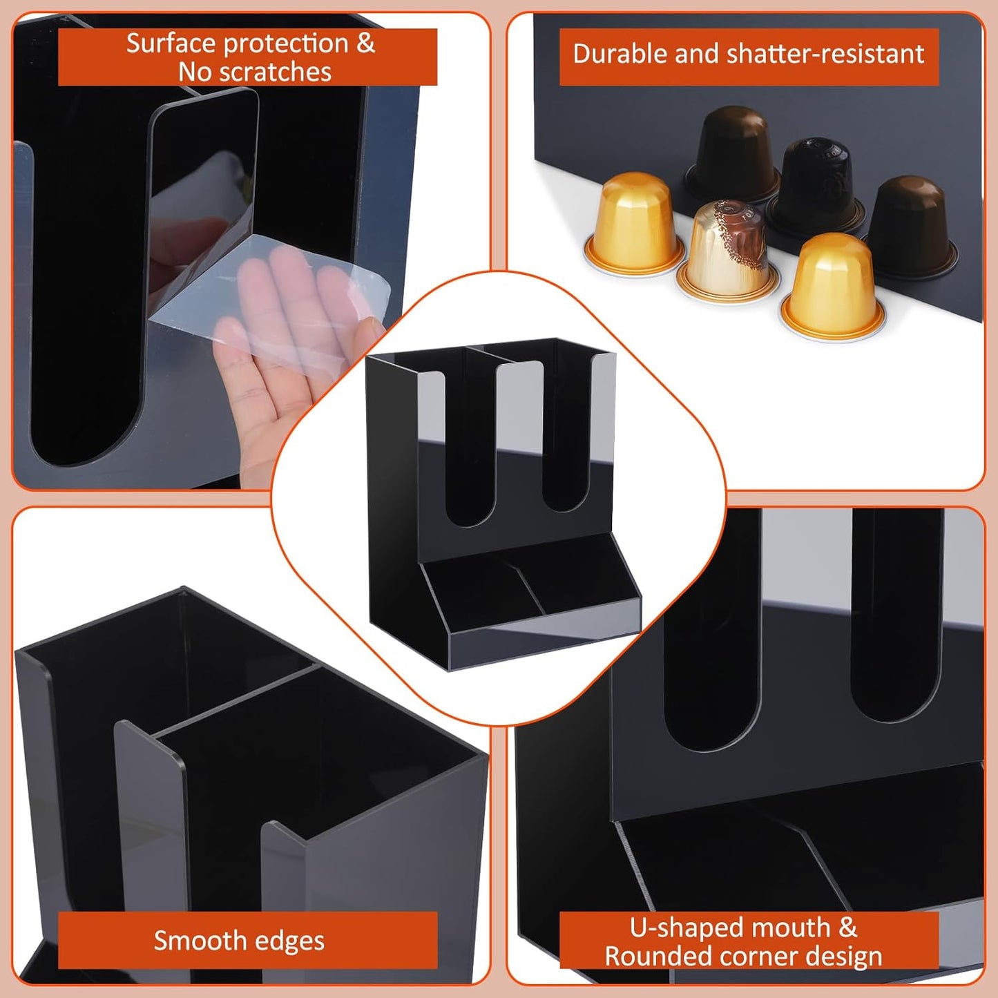 MYITYARD Coffee Station Organizer, Coffee Cup Holder for Countertop, Cup and Lid Dispenser with 4 Compartment, Coffee Bar Accessories Organizer for Home, Kitchen, Office and Breakroom