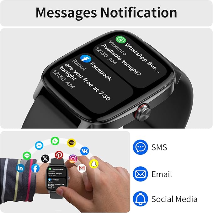 Smart Watch for Men Women, Bluetooth Calling, AI Built-in, IP68 Waterproof, Fitness Tracker, Sleep Monitoring, 1.85'' DIY Dial, 100+ Sports Modes, 7 Days Battery, Compatible with Android & iPhones