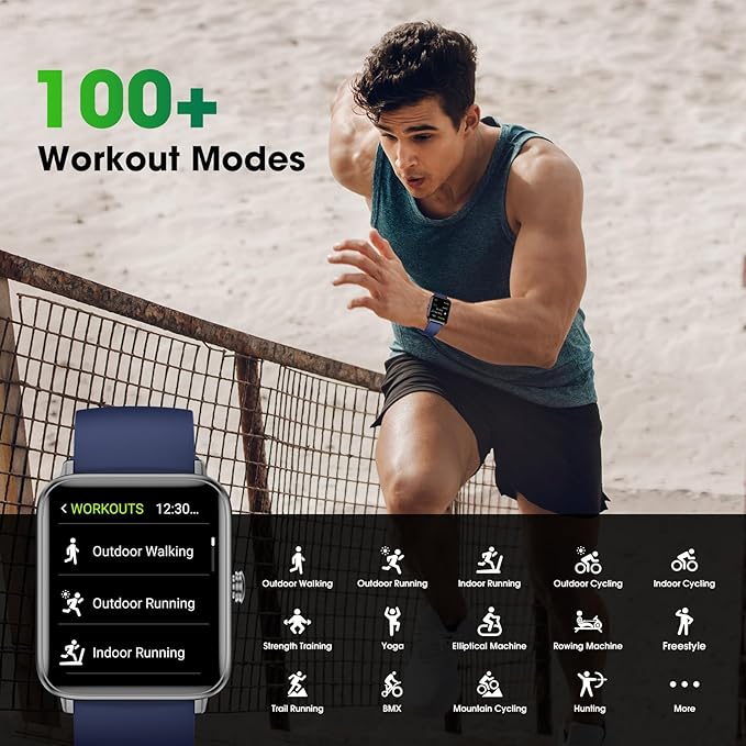 Smart Watch (Answer/Make Call) for Women Men, Fitness Tracker with Heart Rate, Blood Oxygen, Sleep Tracker, IP68 Waterproof Fitness Watch Step Calorie Counter Pedometer Compatible iPhone & Android