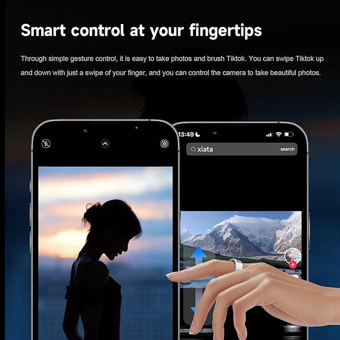 Smart Ring, Fitness Tracker Ring, Cordless Sports Health Tracker with APP, Support BT, IP68 Waterproof Activity Tracker for Men Women Birthday Gift (#10)