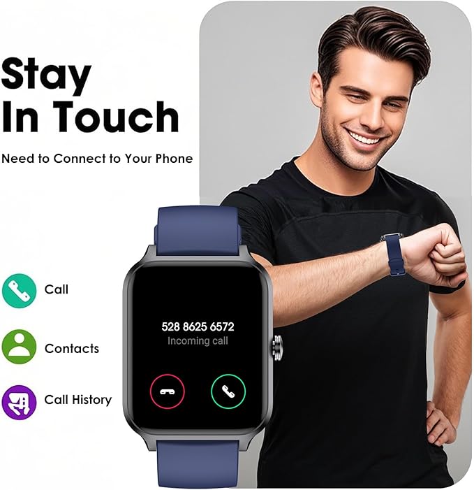 Smart Watch No App/Phone Required,42mm Smartwatch for Women Men,Fitness Tracker Watch with Heart Rate Monitor, Sleep Tracker, Pedometer,Step Counter,IP68 Waterproof, for Android iOS Phones