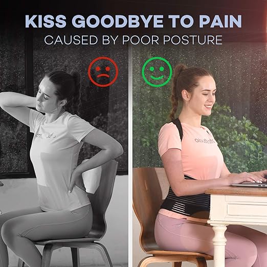 SICHEER Posture Corrector for Women and Men Back Brace Straightener Shoulder Upright Support Trainer for Body Correction and Neck Pain Relief, Medium(waist 34-38 inch)
