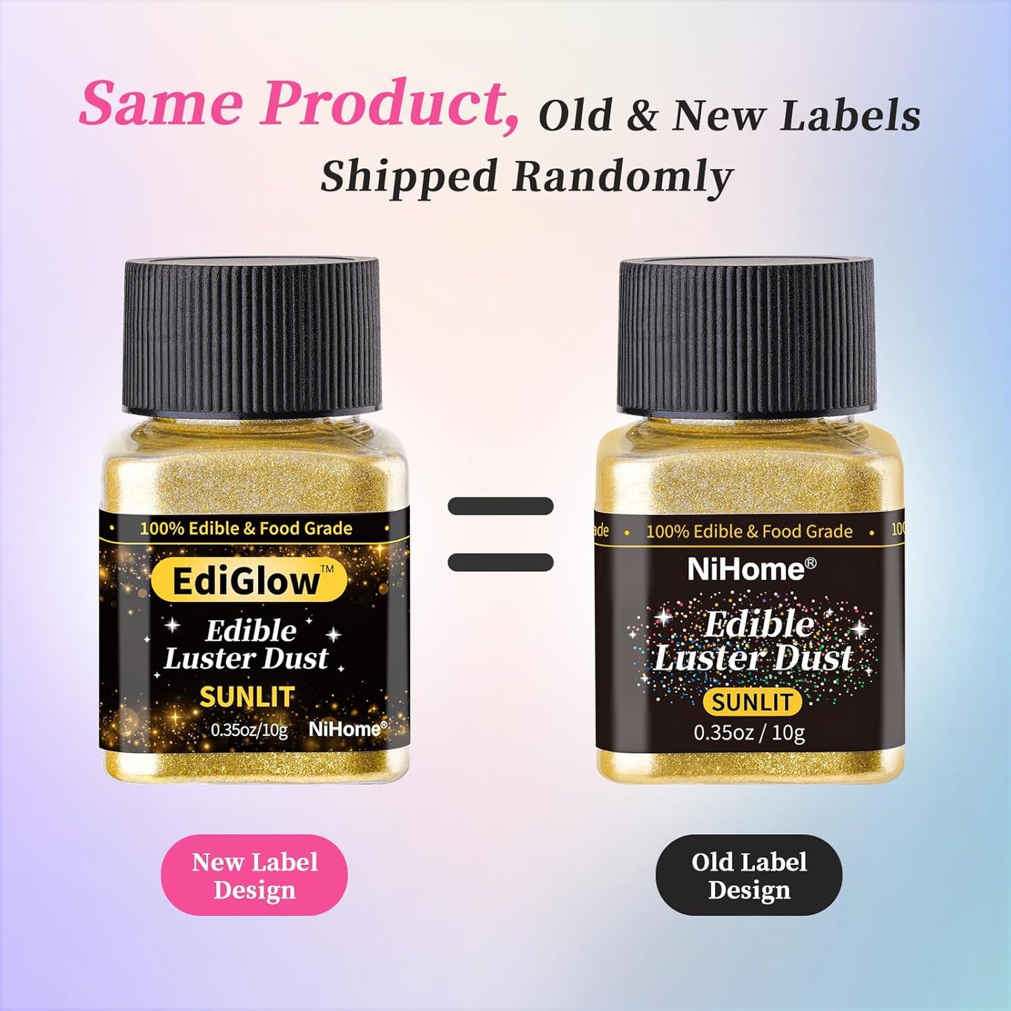 NiHome Edible Food-Grade Glitter Powder Glimmer Luster Dust Metallic Fancy Food Decorating Sprinkle Glimmery Dust for Drink Wine Beverage Cake Bakery Vegan Allergen-Free (Rose Gold, 0.35oz/10g)