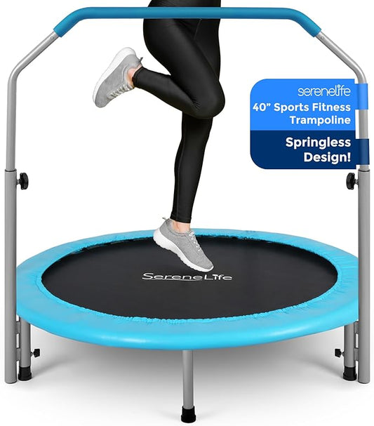 SereneLife 36"/40" Foldable Mini Trampoline - Compact Fitness 150/220 lbs